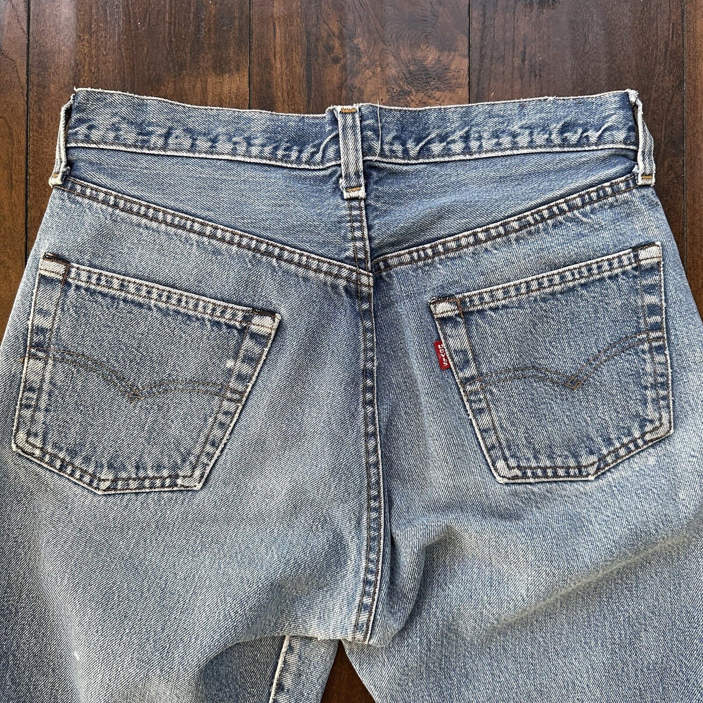 Levis Vintage 80s Redline Selvedge USA 501 Light Wash Jeans 70s 30x32 Act 28x29