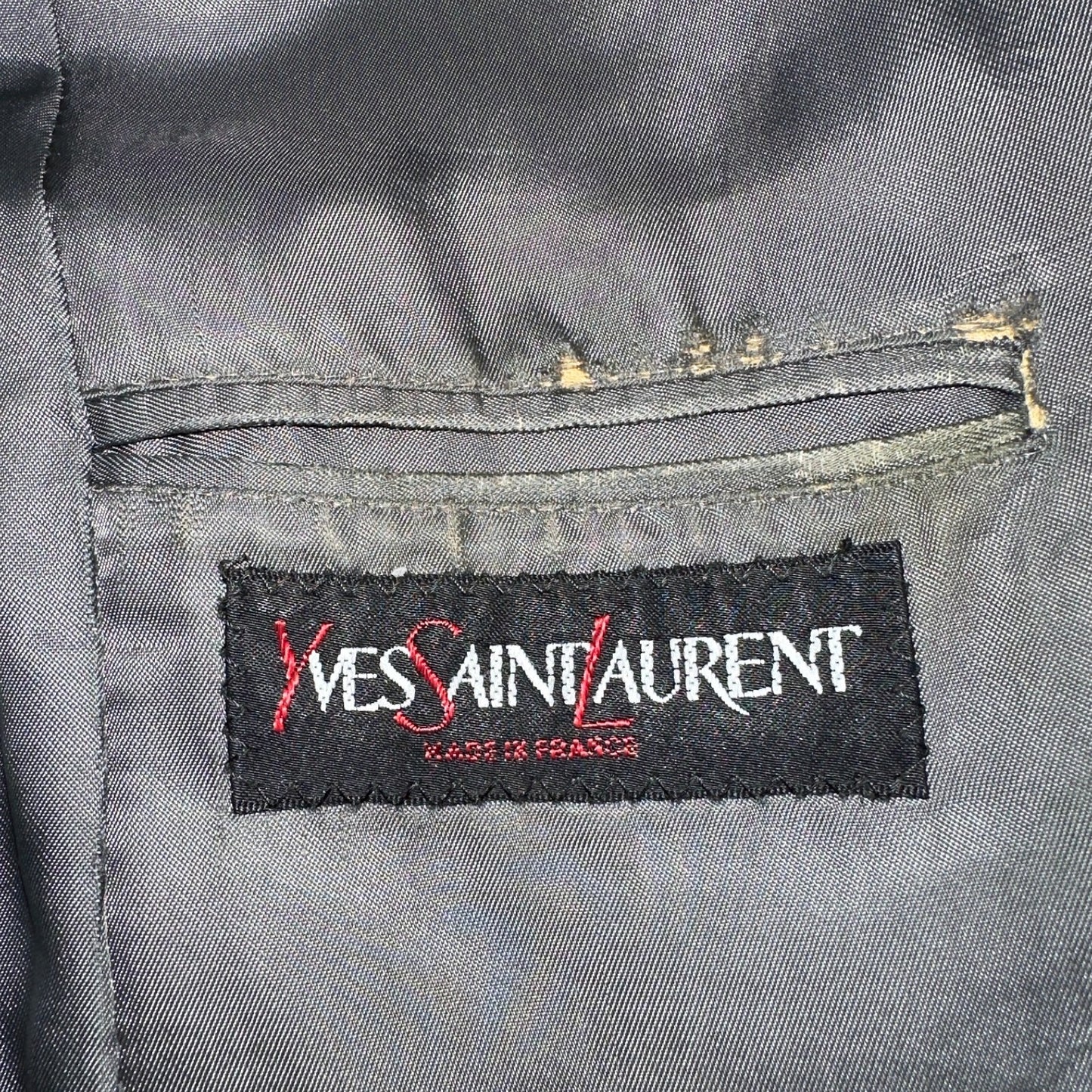 YSL Yves Saint Laurent Vintage Gray Tweed Jacket 38 Blazer Coat France Suit 80s