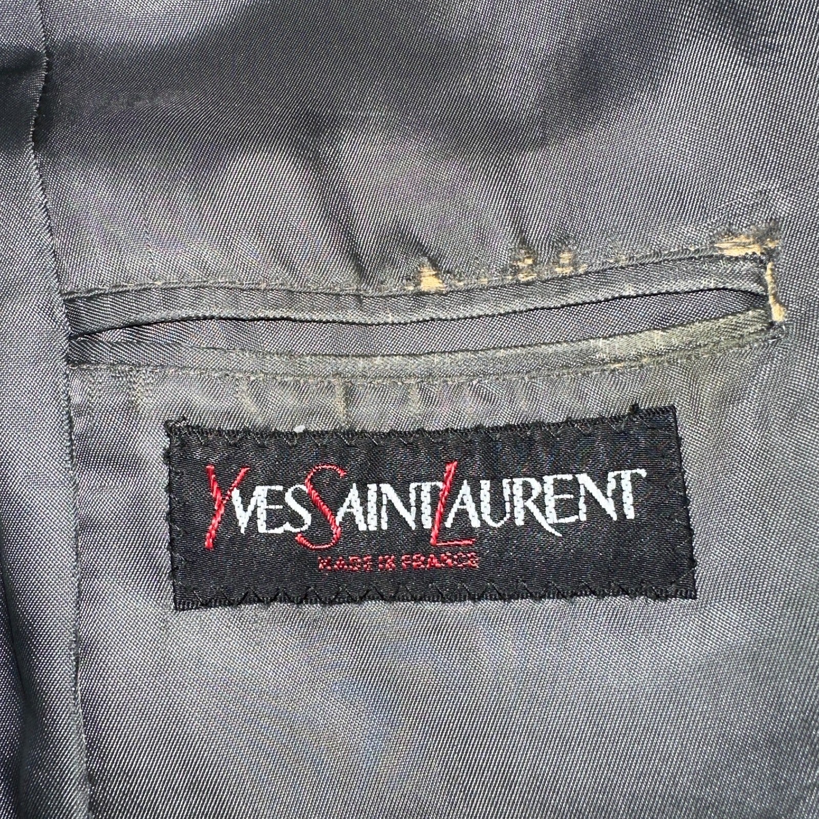 YSL Yves Saint Laurent Vintage Gray Tweed Jacket 38 Blazer Coat France Suit 80s