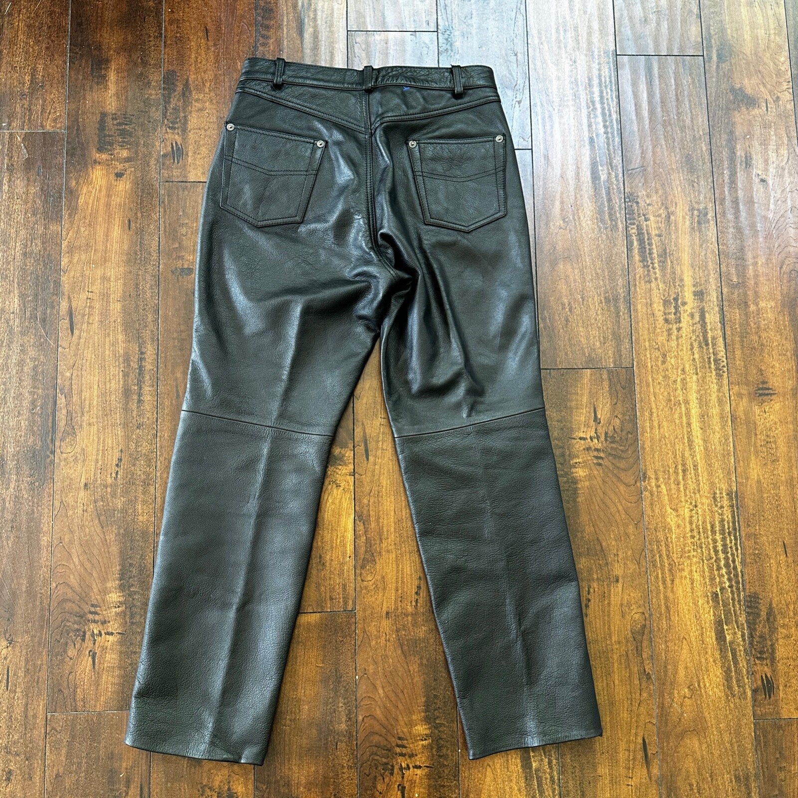 Vintage Wilsons Men's Lined Black Heavy Leather Pants Size 32 Act 30x29 Biker