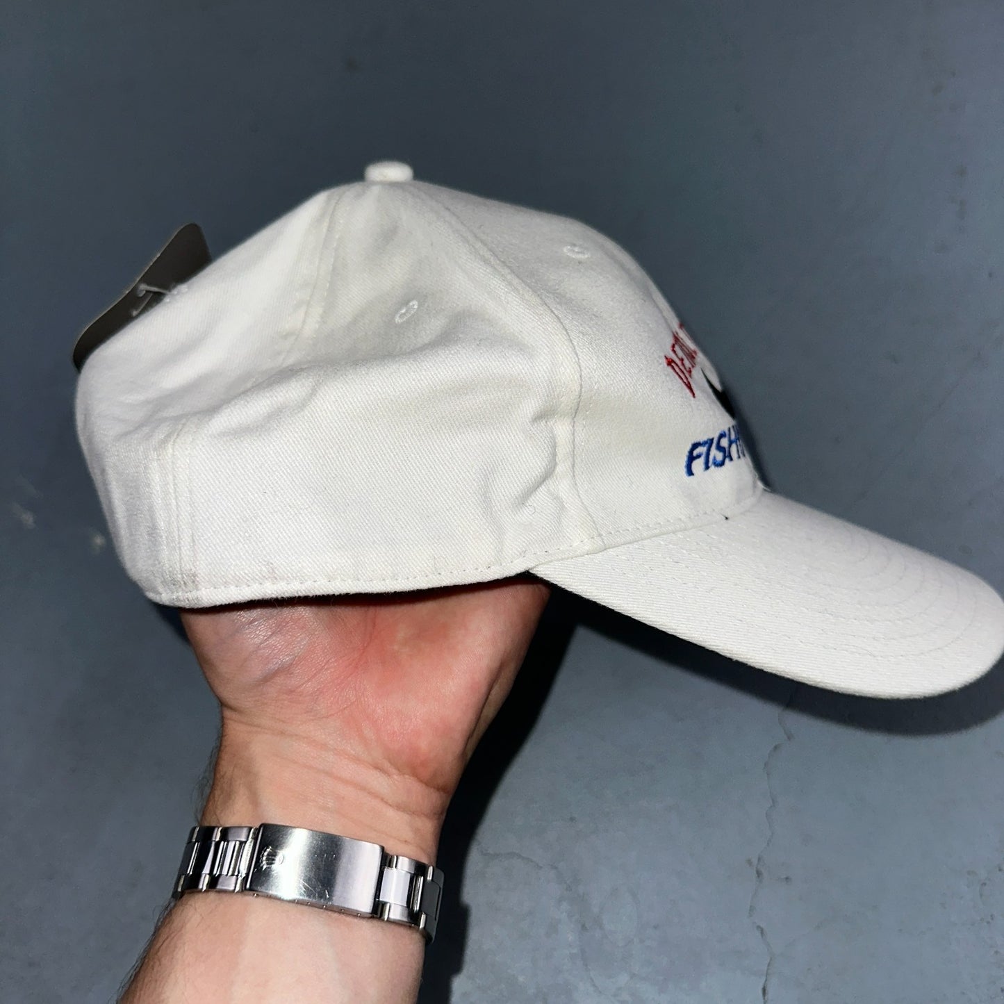 Vintage 2002 Nike Detroit Lake Fishing Derby Hat NWT White Cap Swoosh RARE USA