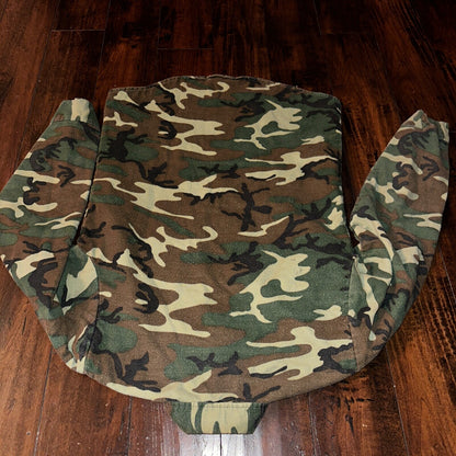 VTG 70s Five Brother Shirt Mens M Green Flannel Woodland Camo Made In USA 80s