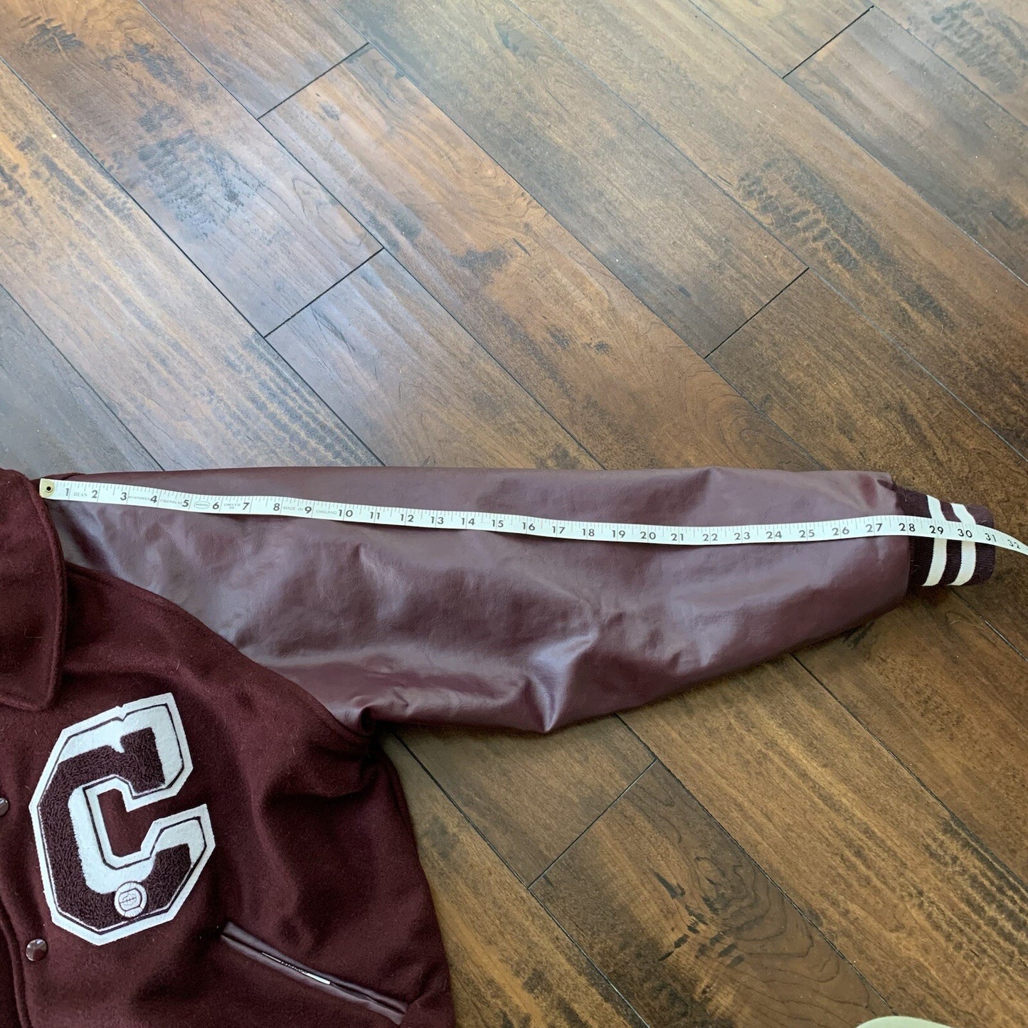 VTG Awards USA Varsity Wool Leather Jacket Burgundy Lettermen Large 70s 80s