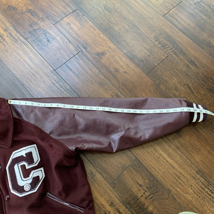 VTG Awards USA Varsity Wool Leather Jacket Burgundy Lettermen Large 70s 80s