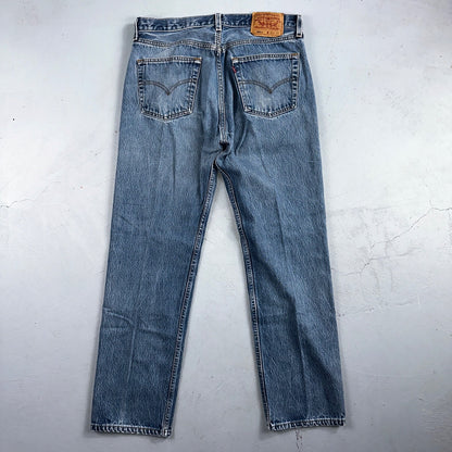 Levis 501 Vintage 90s USA XX Straight Leg Jeans Blue Light Wash 35x34 Act 32x30