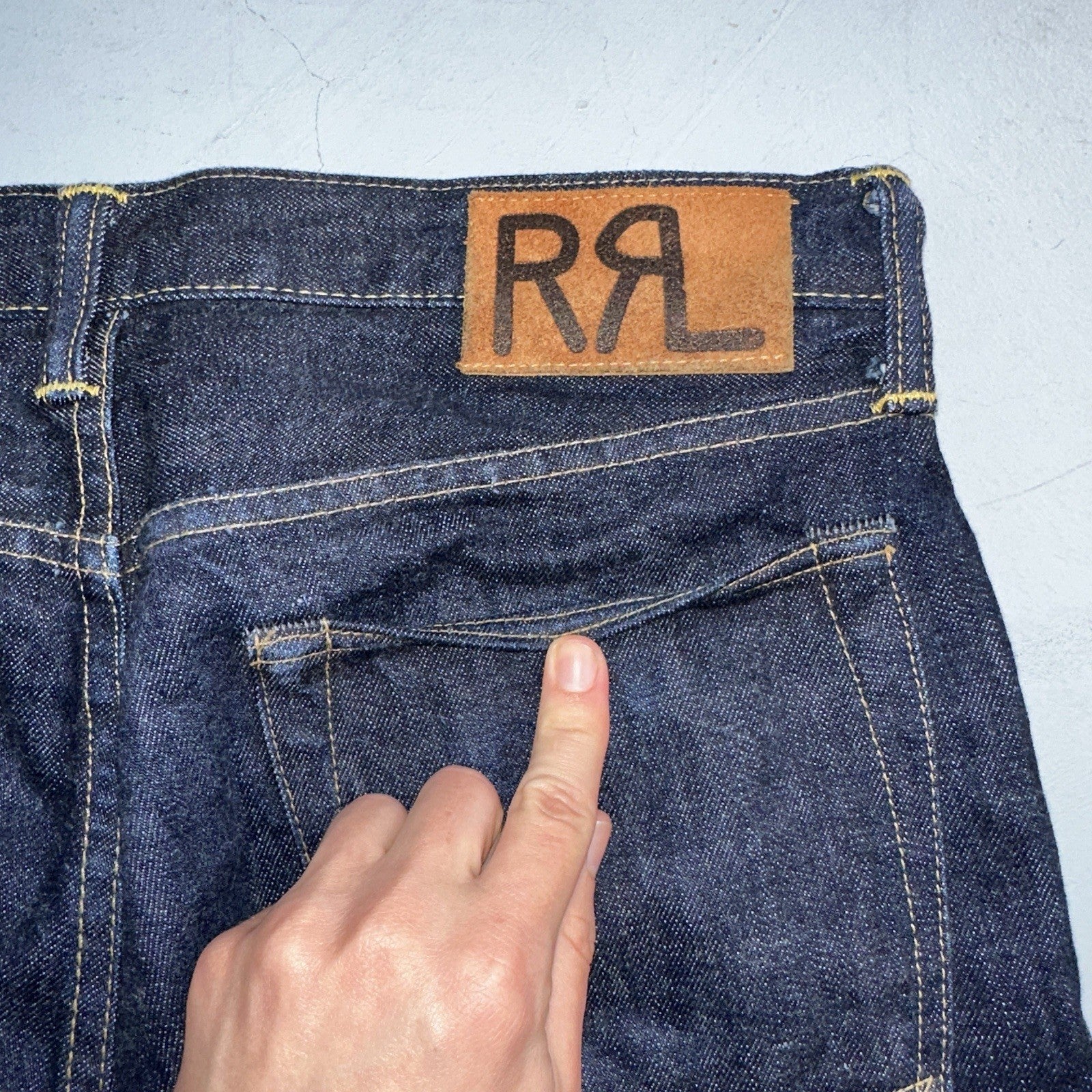 Double RL RRL Men’s Blue Denim Selvedge Jeans Slim Redline USA 31x32 Dark!