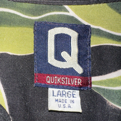 Vintage Quiksilver Mens Short Sleeve Hawaiian Shirt L 90s Made in USA Floral