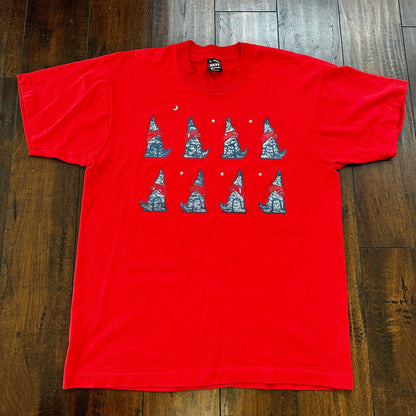 Dogs Howling At The Moon 90s Vintage T Shirt Red Cool Animals Love Cute Wolf