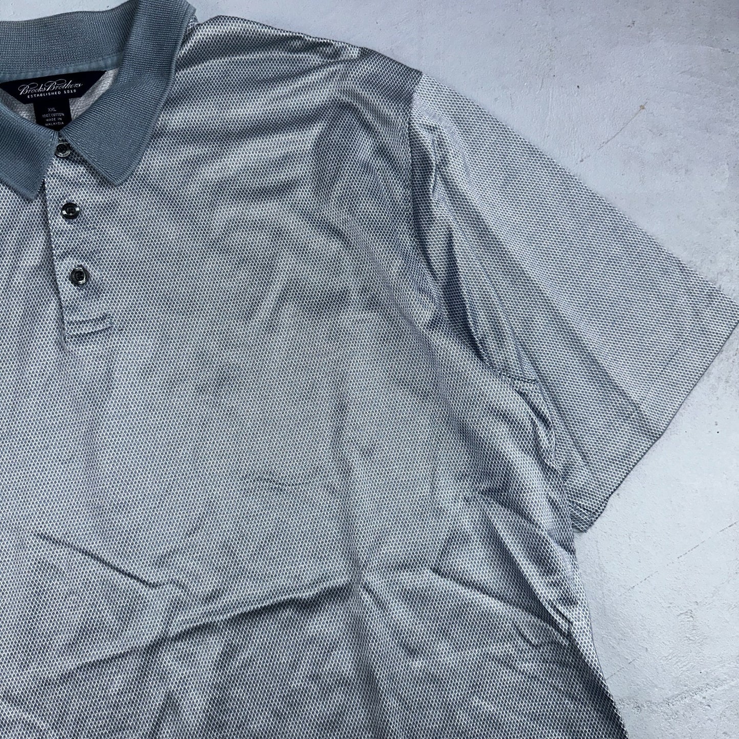 BROOKS BROTHERS Polo Shirt Mens 2XL Blue Cotton Performance Polo Shirt Golf