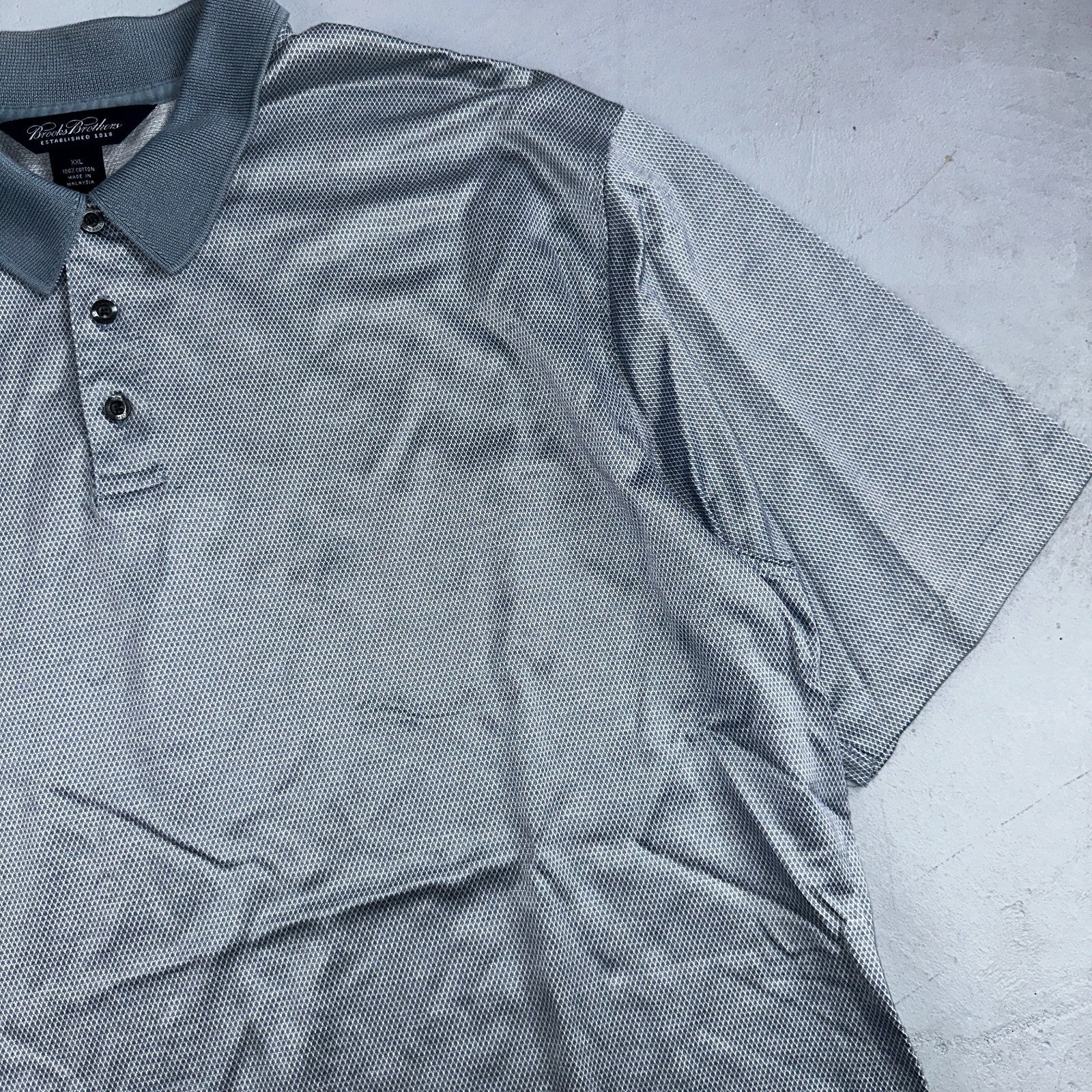 BROOKS BROTHERS Polo Shirt Mens 2XL Blue Cotton Performance Polo Shirt Golf