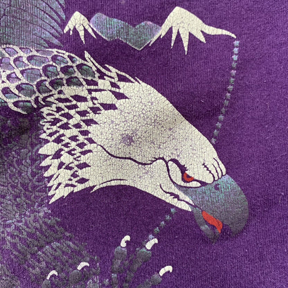 Bald Eagle Hologram Shiny Pearl Vintage 90s Sweatshirt Jumper Purple FOTL USA