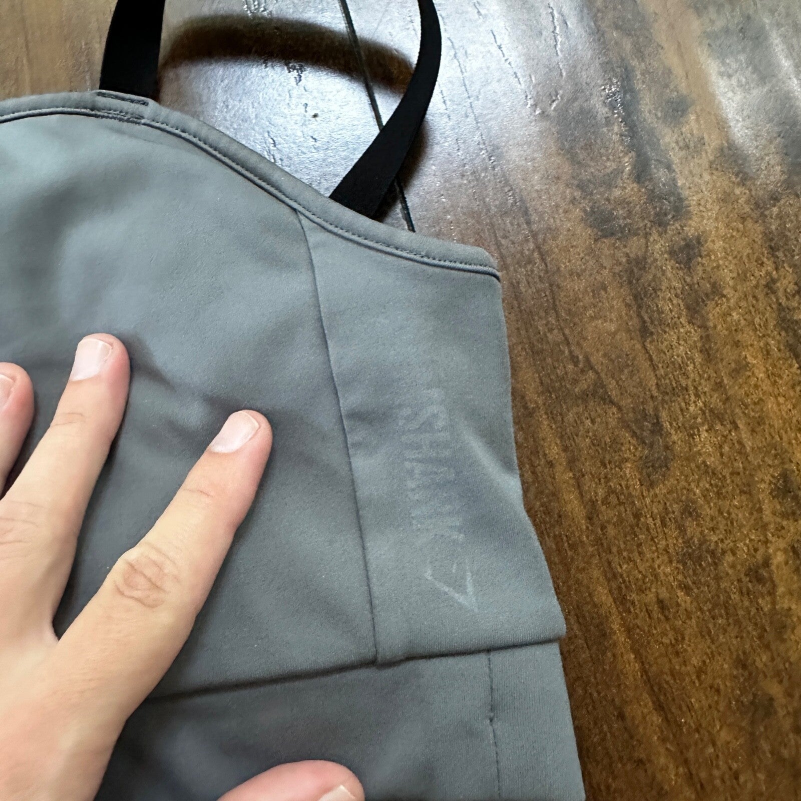 Gymshark Asymmetric Sports Bra Smokey Gray Black Light Support Size S No Pads