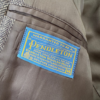VTG Pendleton Blazer Men's 44 Wool Sport Coat USA Blue Gray Knit Button-Up 70s