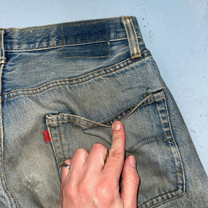Levis 501 Vintage 80s Redline Selvedge USA XX Jeans Med Wash 34x38 Act 31x27