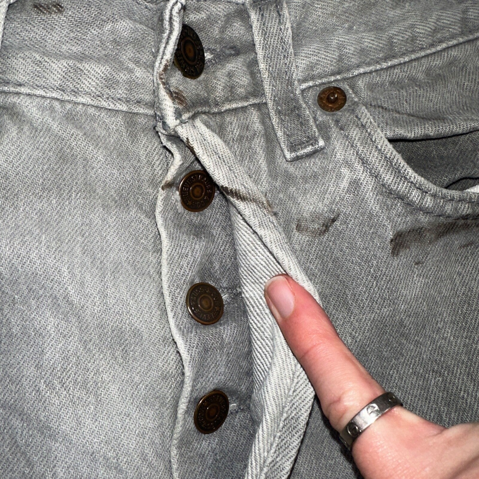 Levis 501 Vintage 90s USA XX Straight Leg Jeans Gray Med Wash 30x36 Act 28x34