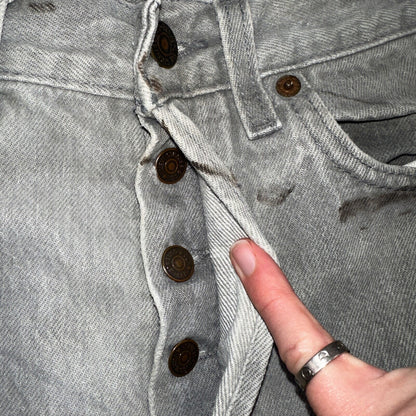 Levis 501 Vintage 90s USA XX Straight Leg Jeans Gray Med Wash 30x36 Act 28x34