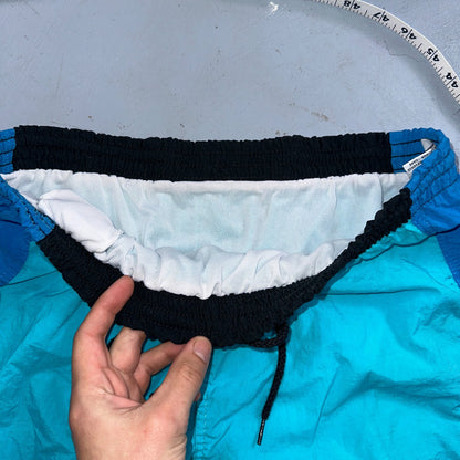 Express Short Surf Swim Trunks Mens L Board Pockets Swimwear Blue Vintage 80s