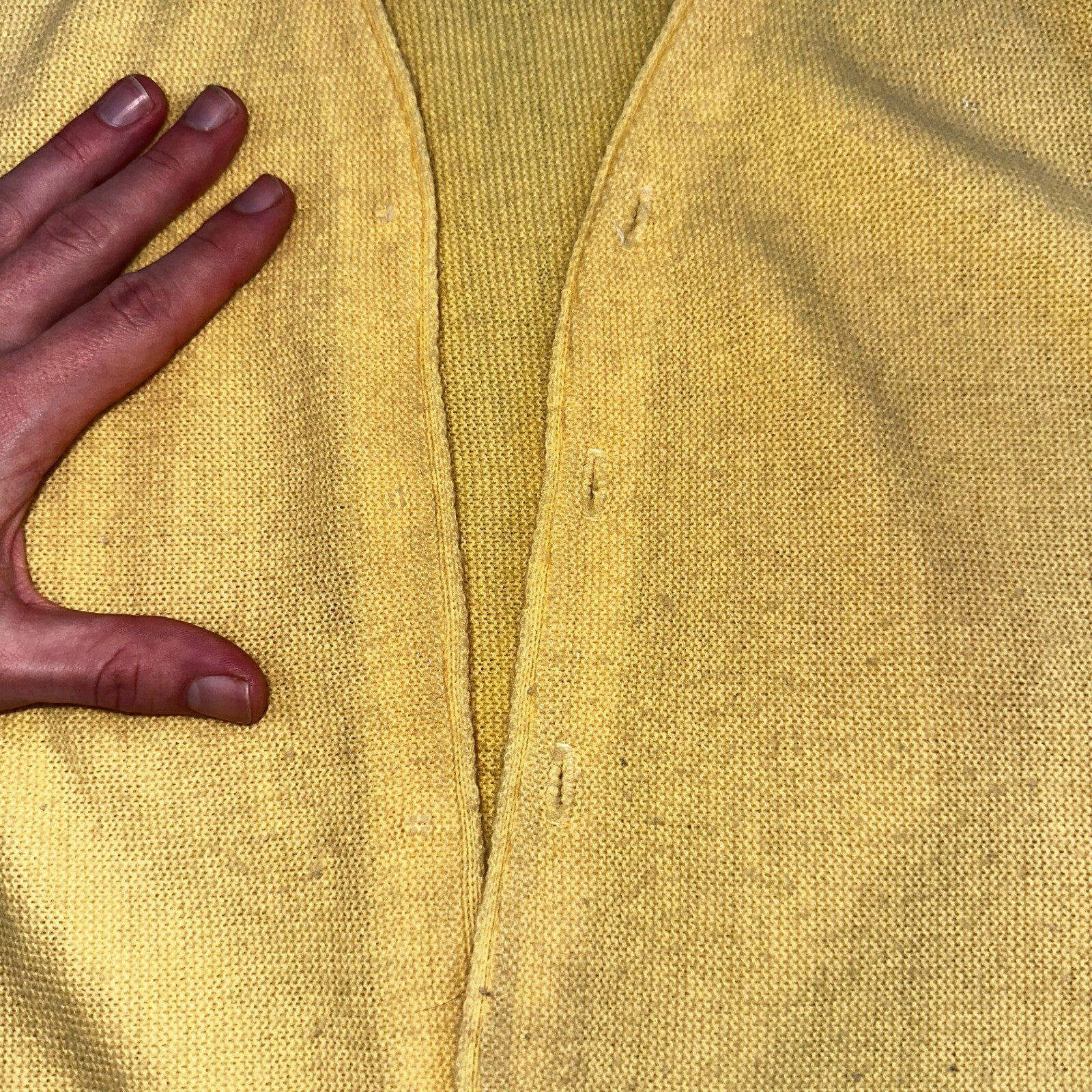 Vintage 1970s 70s JC Penney Towncraft Cardigan L Yellow MCM Missing Buttons