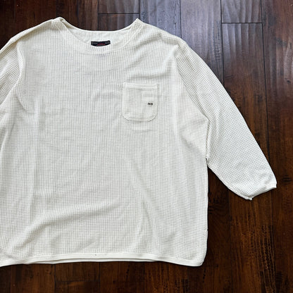 Avenue Blues Jeans Denim Henley Waffle Knit Thermal Shirt 26/28 1980s 80s 90s