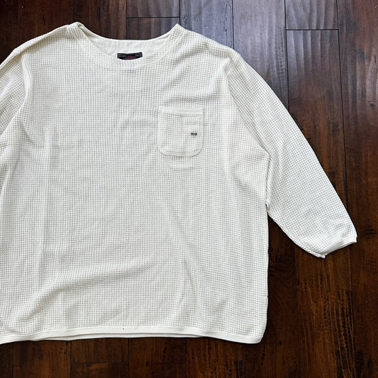 Avenue Blues Jeans Denim Henley Waffle Knit Thermal Shirt 26/28 1980s 80s 90s