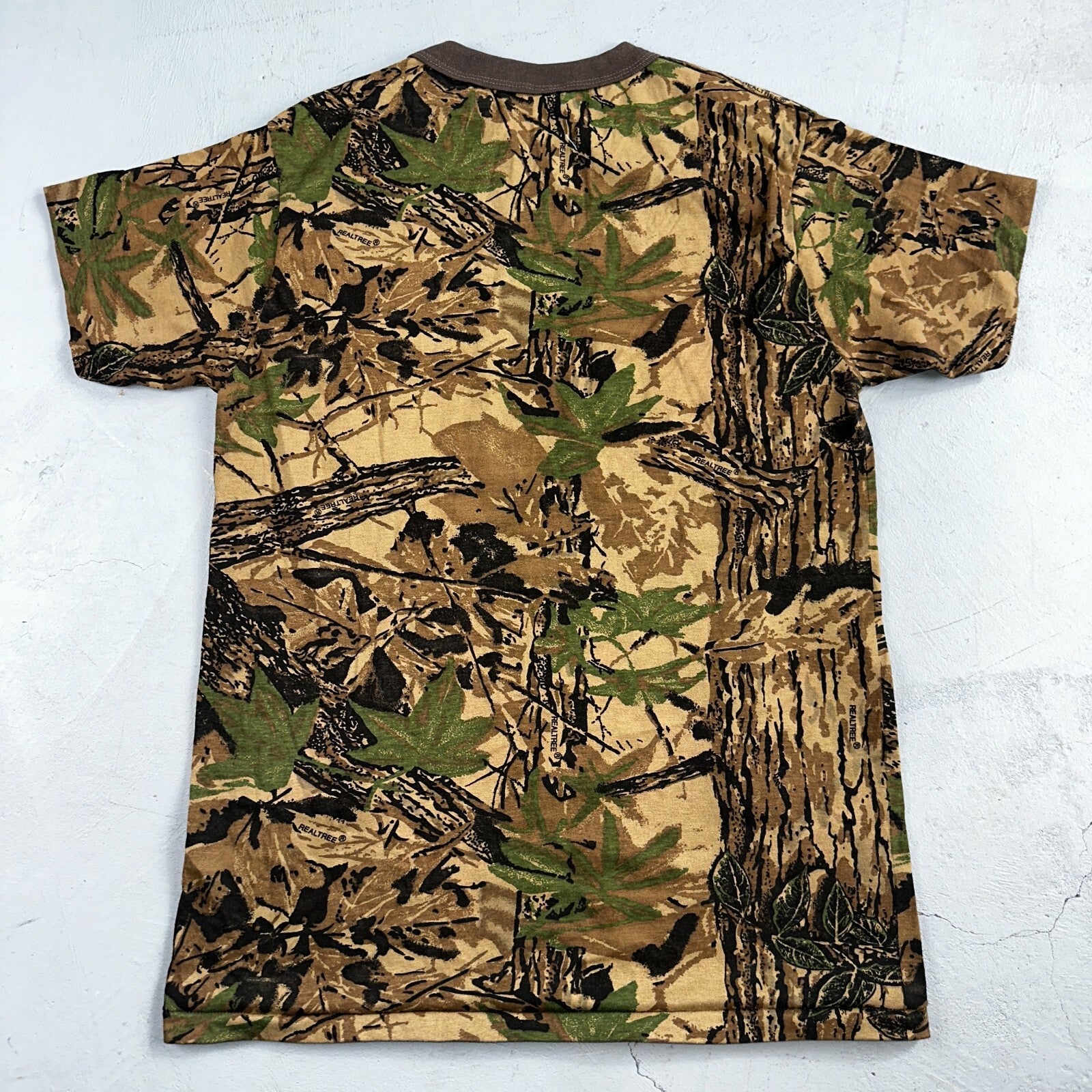 Camo 80s Single Stitch VTG T Shirt Short Sleeve Woodland Hunting USA REALTREE
