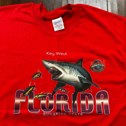 Florida Key West Sharks Vintage T Shirt Funny Travel USA America Tourist Tee