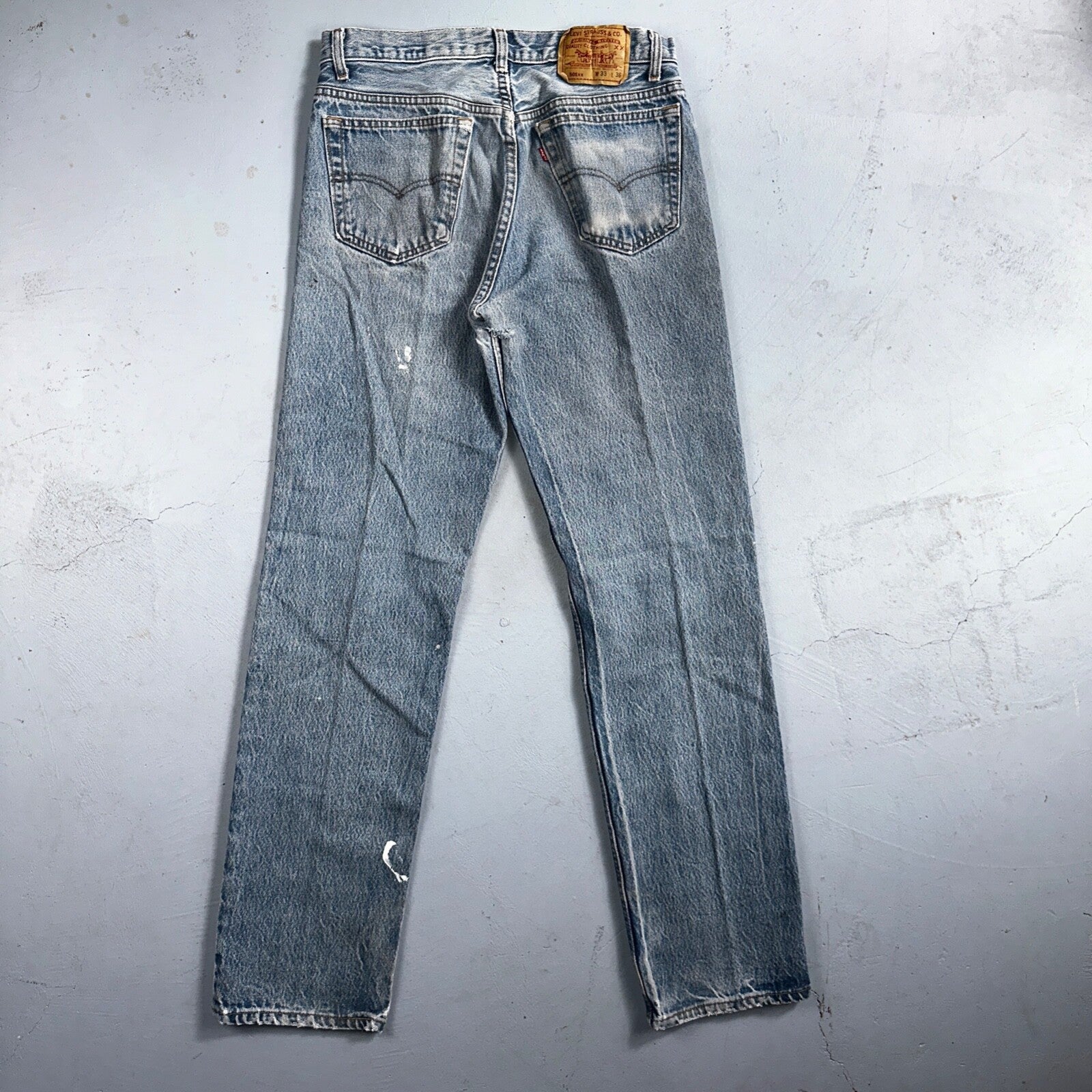 Levis 501 Vintage 90s USA XX Straight Leg Jeans 33x36 Light Wash Act 30x32