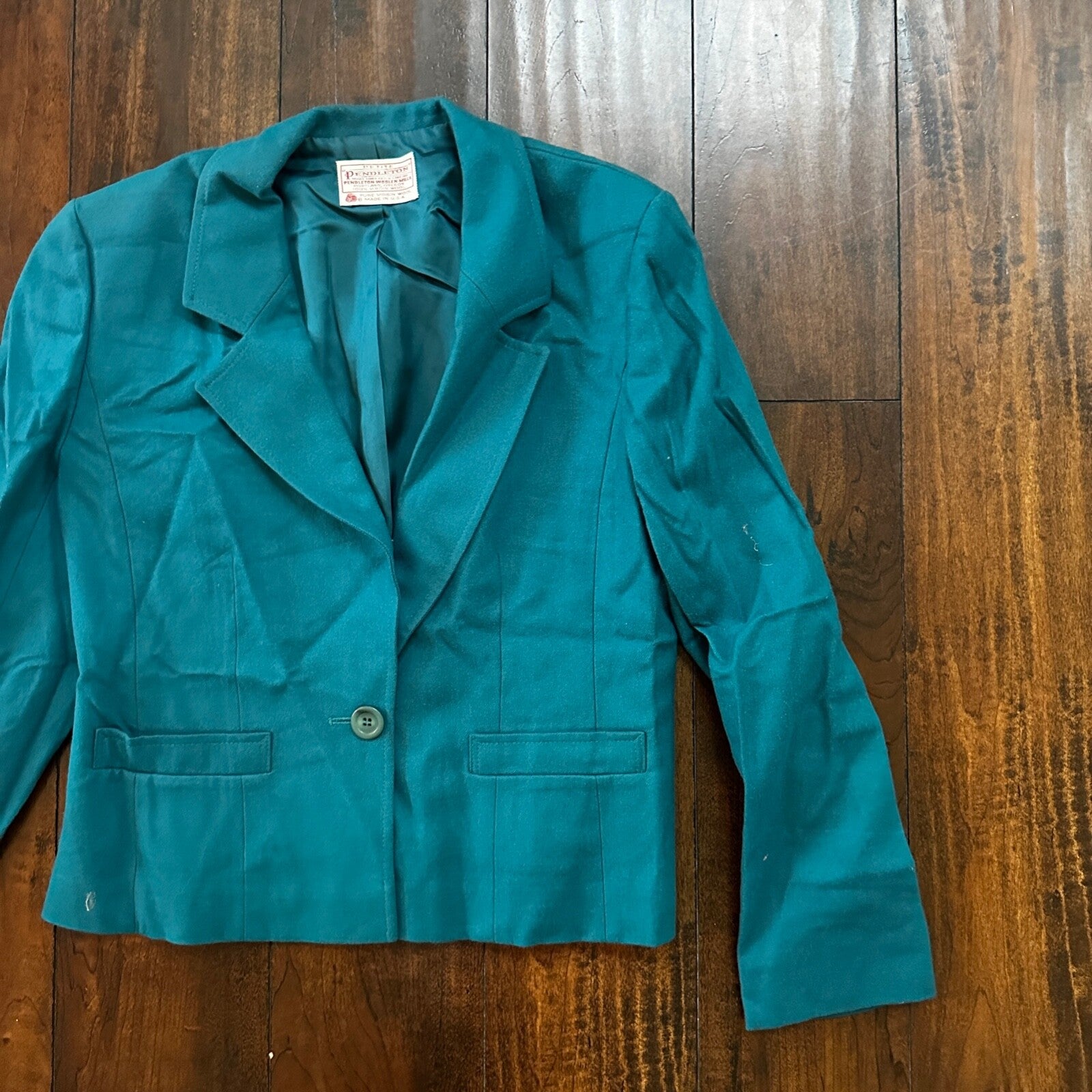 VTG Pendleton Women’s 100% Virgin Wool Green Blazer Jacket USA Size 6 80s