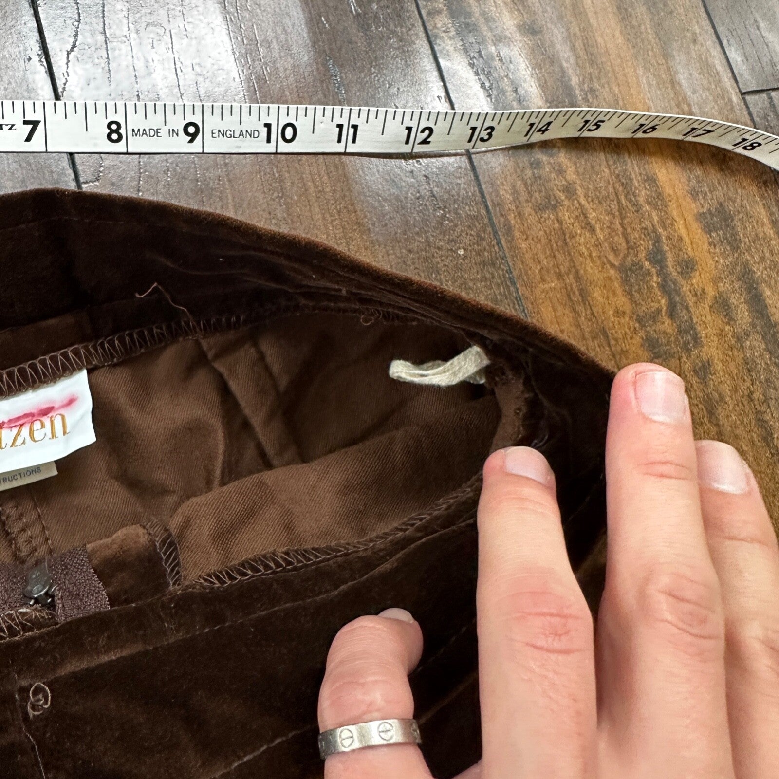 VTG Jantzen 1970s Pants 23x30 Brown Velour High Waist Flair Rockabilly 8