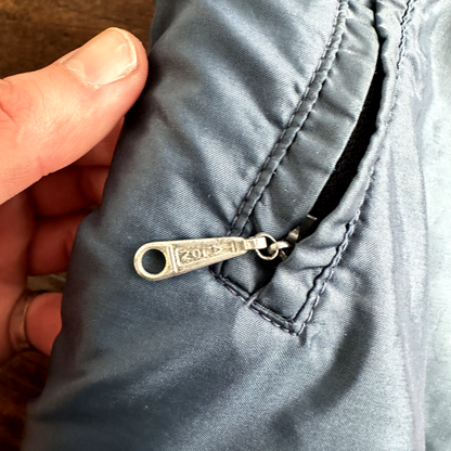 Vintage 50s Comfy Puffer Coat Jacket Womens Metallic Talon Zipper 60s Navy