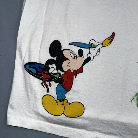 Mickey Mouse Vintage T Shirt Single Stitch 90s Paint Brush Abstract Graphic Cool