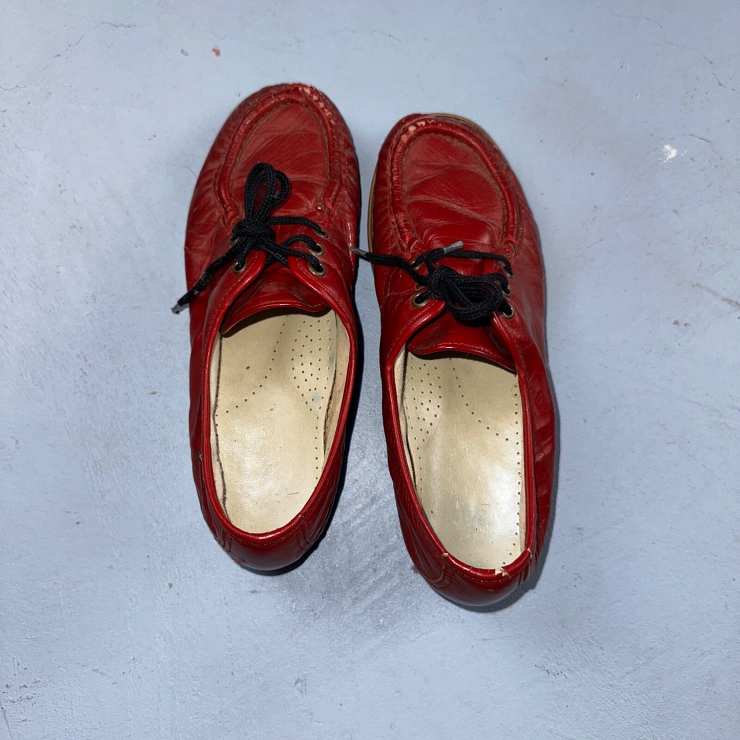 SAS Bounce Red Leather Lace Up Comfort Women's Shoes Sz 8 VTG 80s