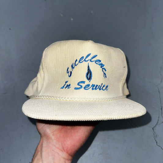 Excellence In Service Corduroy VTG Hat Cap Snapback White Otto Flame Water Vag