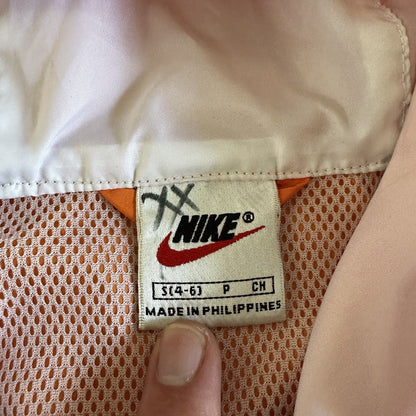 Vintage Nike Womens S 90s Windbreaker Center Swoosh Orange Anorak Coat Jacket