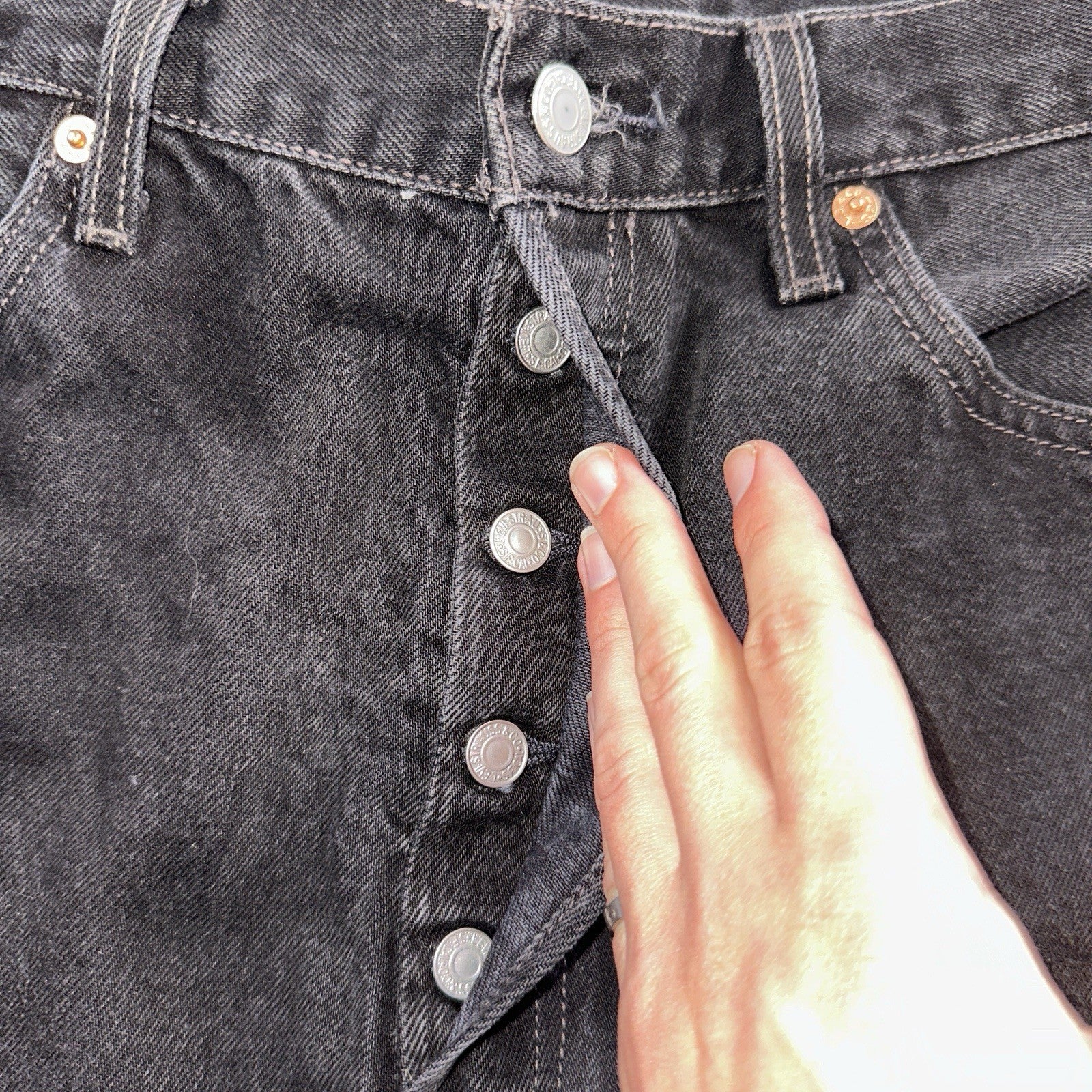 Levis 501 Vintage 90s Y2K XX Straight Leg Jeans Black Dark Wash 34x30 Act 32x25