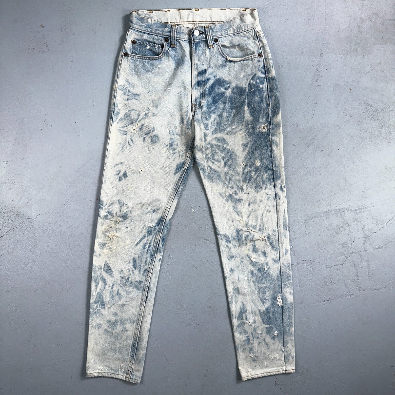 Levis 501 Vintage 80s USA XX Straight Leg Jeans 30x36 Bleach Light Wash Ac 26x31