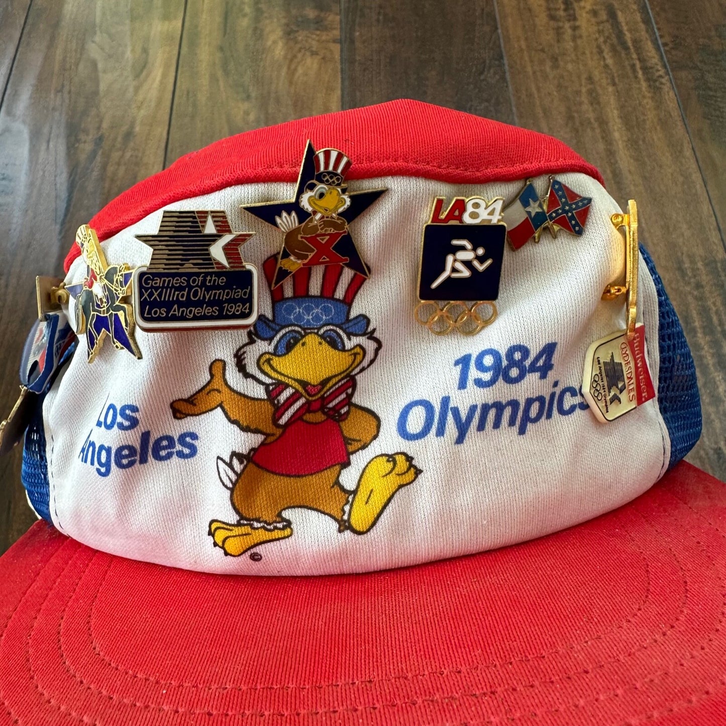 LA Olympics 1984 Vintage Hat Cap Snapback Pins Gold Medal USA Los Angles 80s