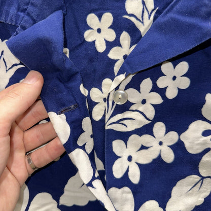 Vintage 50s Hawaiian Aloha Print Shirt Rockabilly Honolulu 60s Button Ui Maikai
