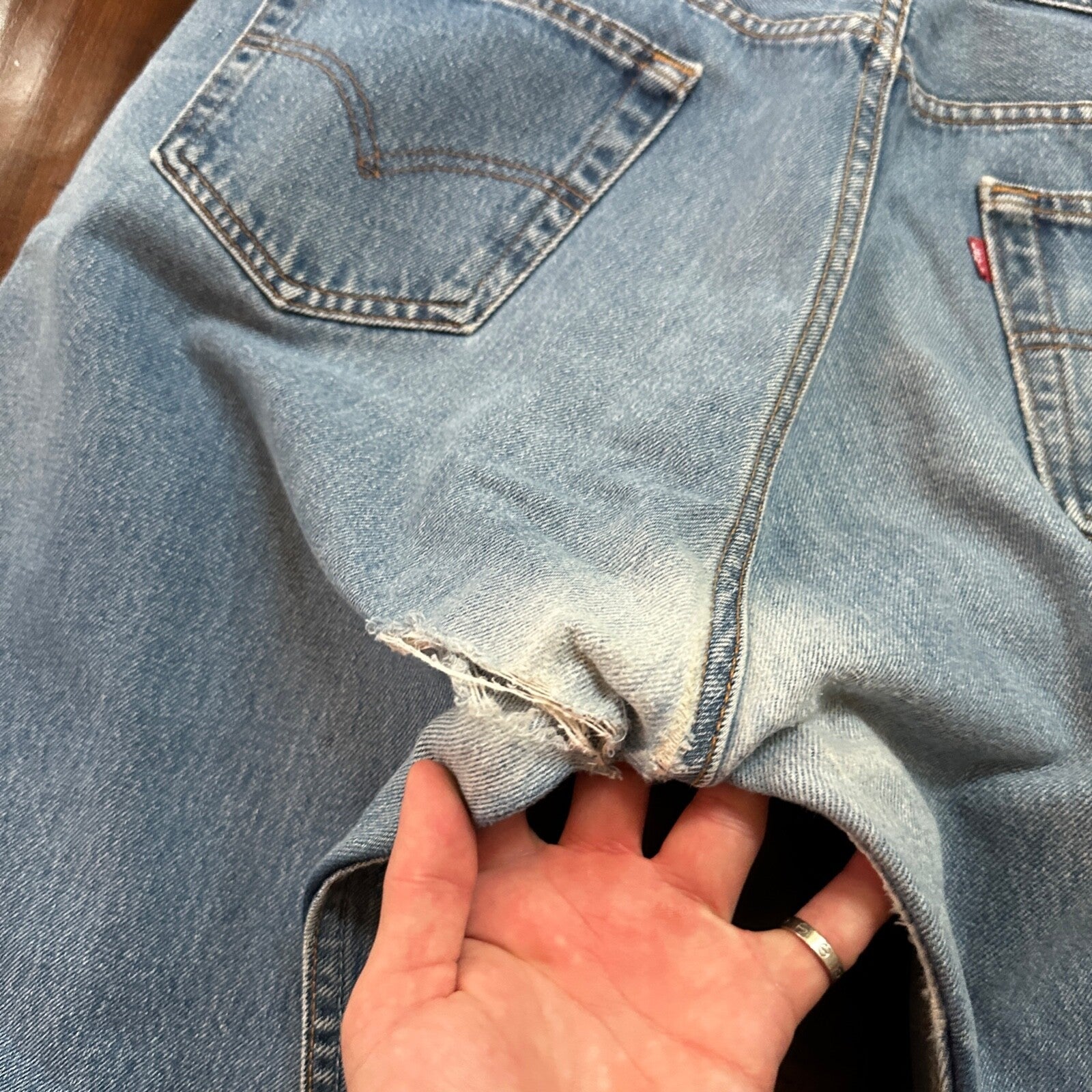 VTG 90s Levis 501 Button Fly 38x36 USA Tag Jeans Straight Wash Blue XX Act 35x32