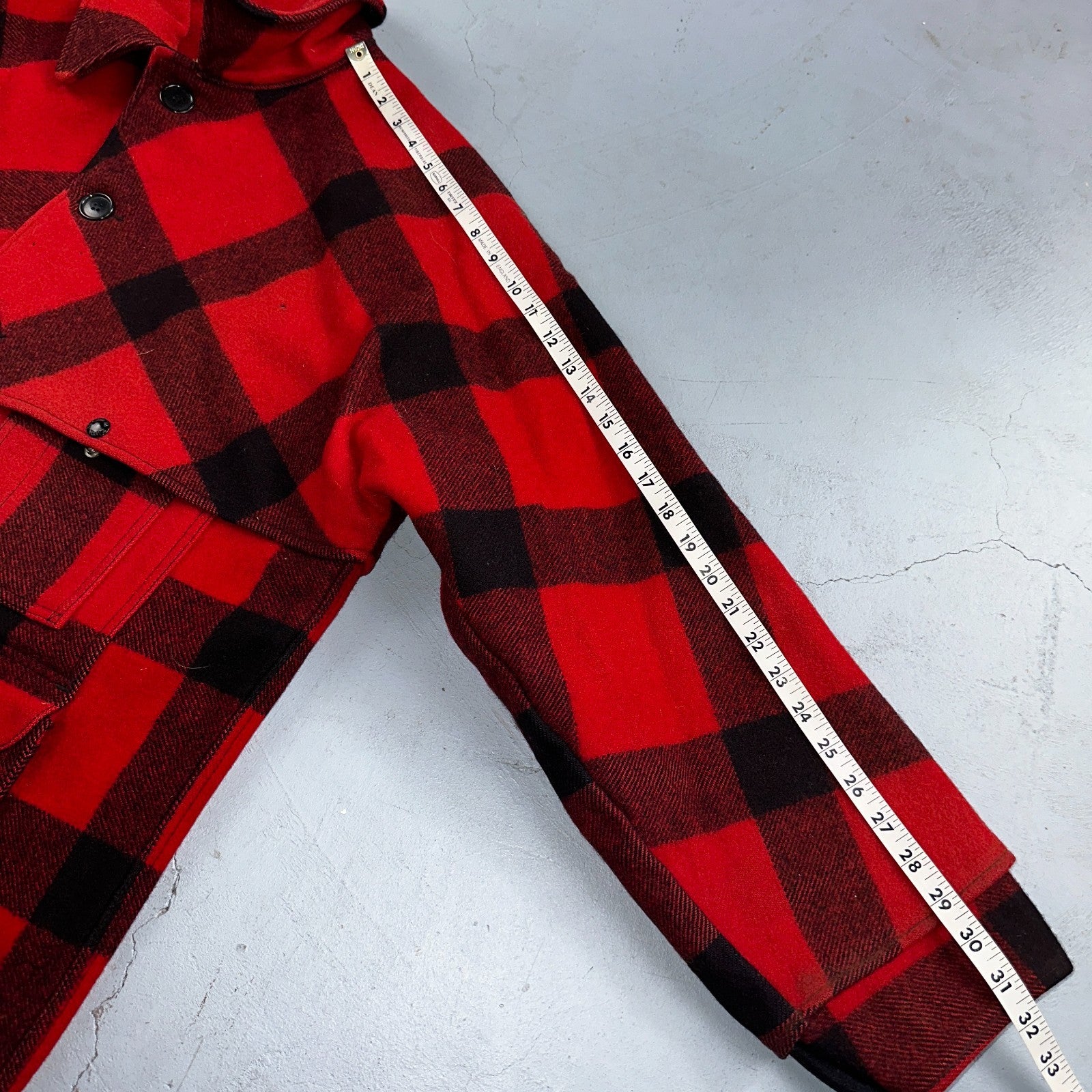 Filson Double Mackinaw Cruiser Coat Jacket Mens 46 Red Plaid Wool 70s Vintage