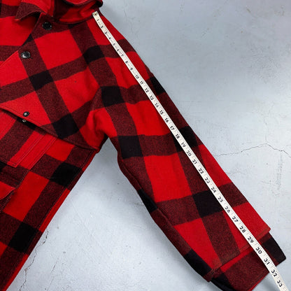 Filson Double Mackinaw Cruiser Coat Jacket Mens 46 Red Plaid Wool 70s Vintage