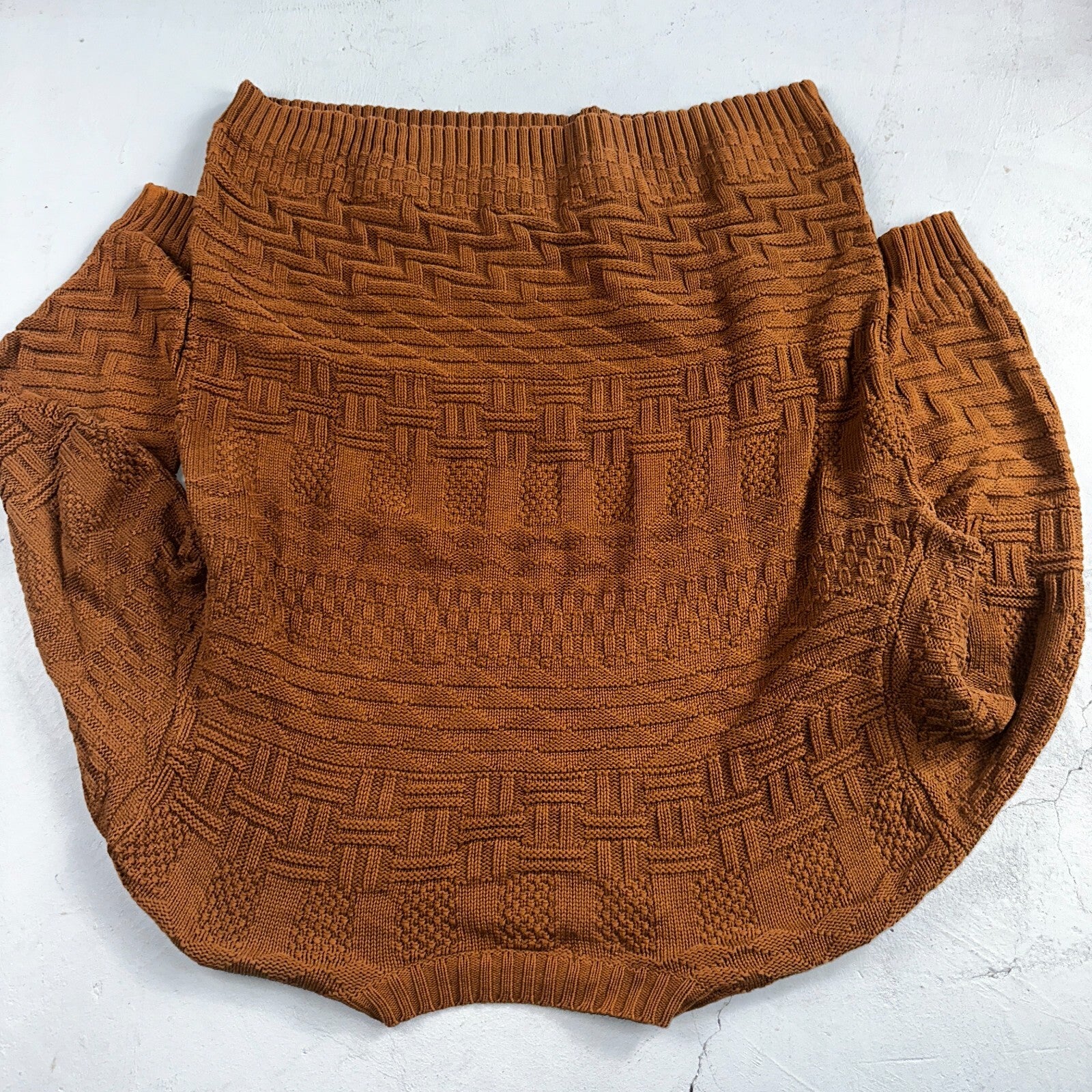 Vintage Saks Fifth Avenue Sweater 100% Cotton Mens M Brown Pullover Mock Neck
