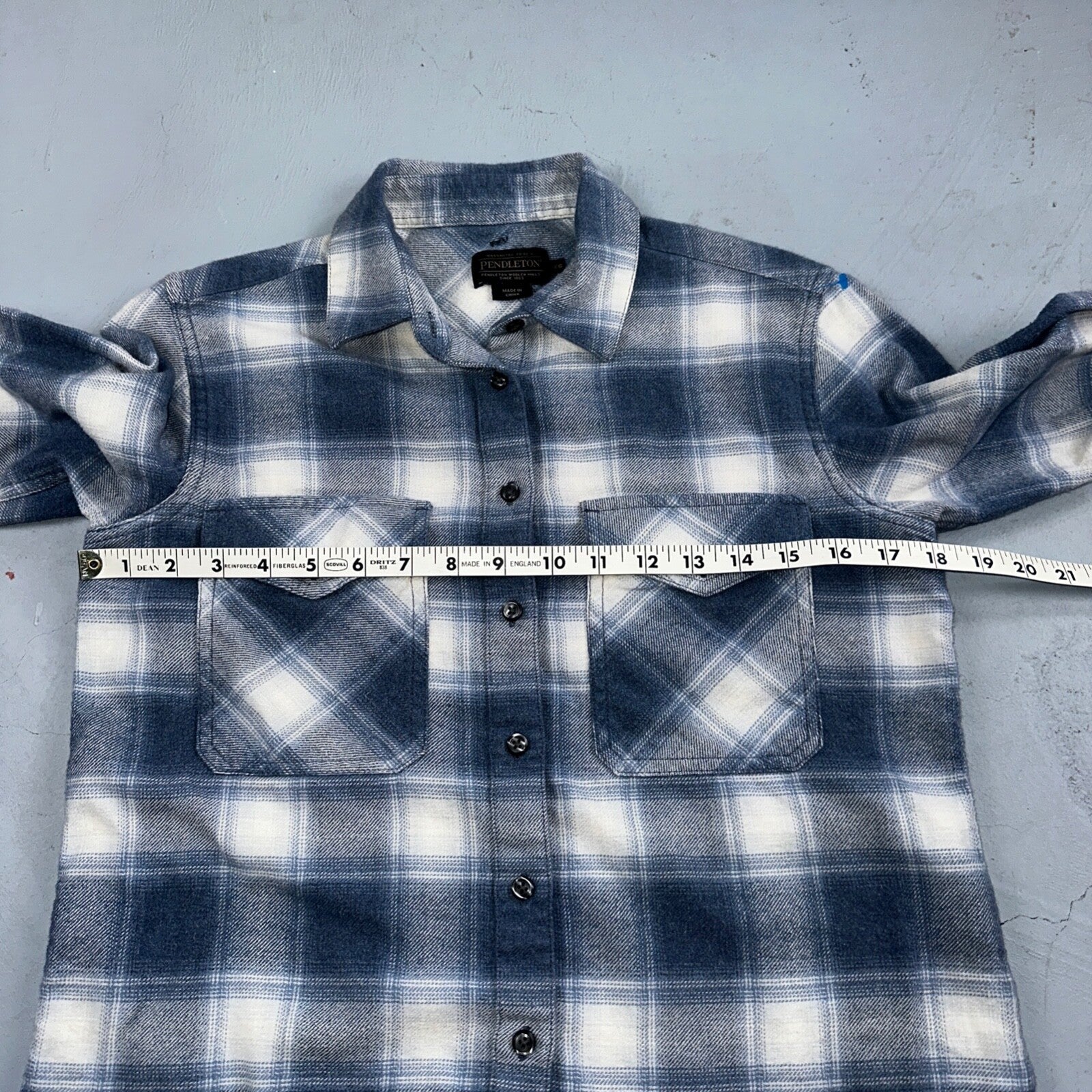 Pendleton Blue Multi Color Plaid Flannel Field Shirt Size XS Gray White Y2K