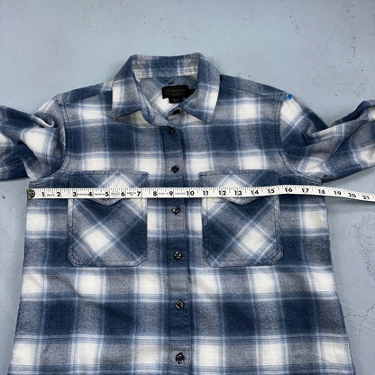Pendleton Blue Multi Color Plaid Flannel Field Shirt Size XS Gray White Y2K
