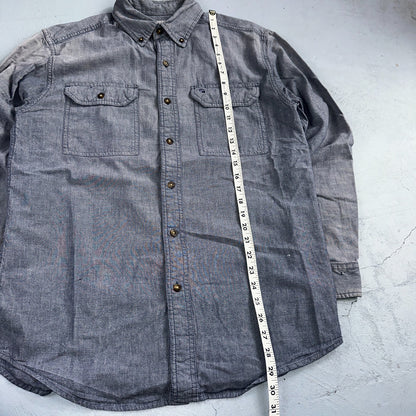 Carhartt Shirt Mens M Blue Chambray Relaxed Fit Button Up Work Adult Workwear