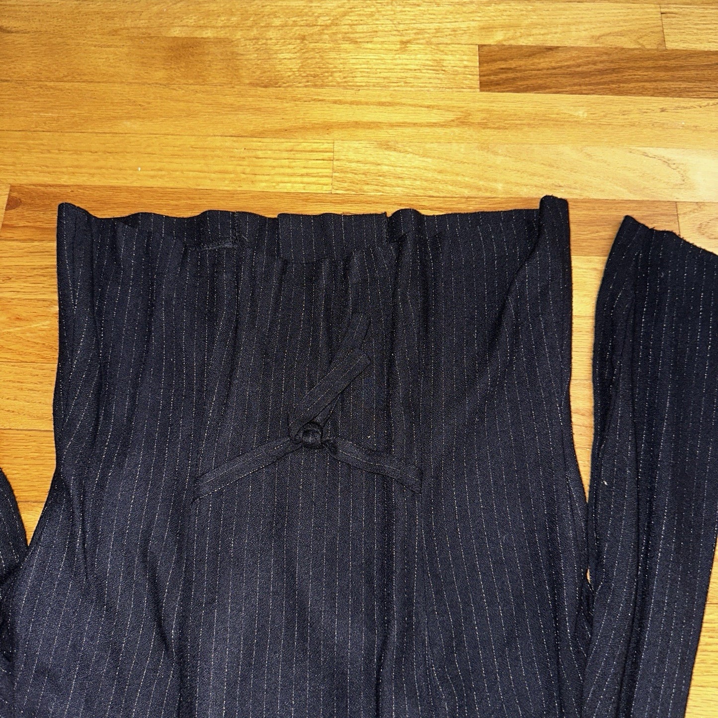 Renditions Vintage 80's Jacket Size 12 Black Damask Open Front Kimono Striped