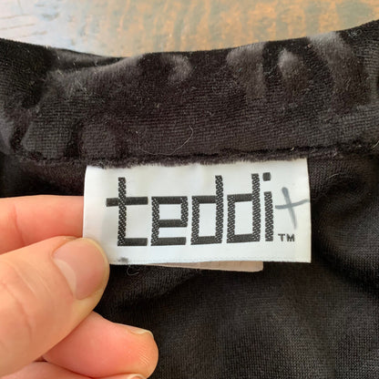 Womens Teddi Zip Up Jacket Size Large L Black Figure 80s 90s USA Cool 