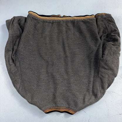 VTG 40s Wool Lined Men Zipper Jacket Sweater Salt Pepper Gray 1940s Rockabilly