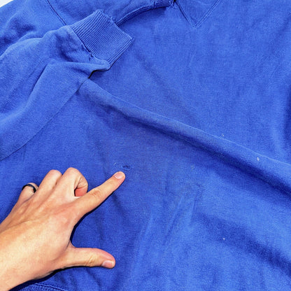 1970s VTG Blue Single V Sport Blank Sweatshirt USA Crewneck Basic 70s Jumper