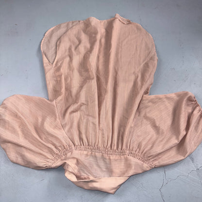 Vintage 70s Womens M Groovy Basic Print Button-Down Shirt 1970s Pink Rockabilly